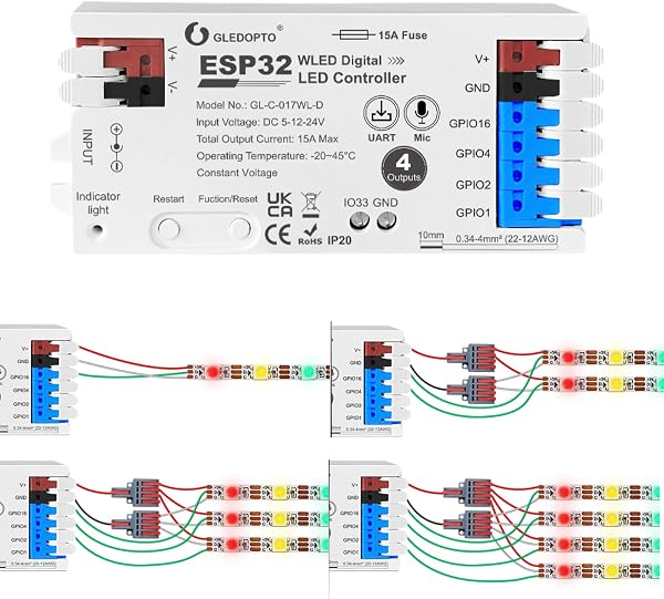 GLEDOPTO ESP32 WLED Controller, 4 Kanäle