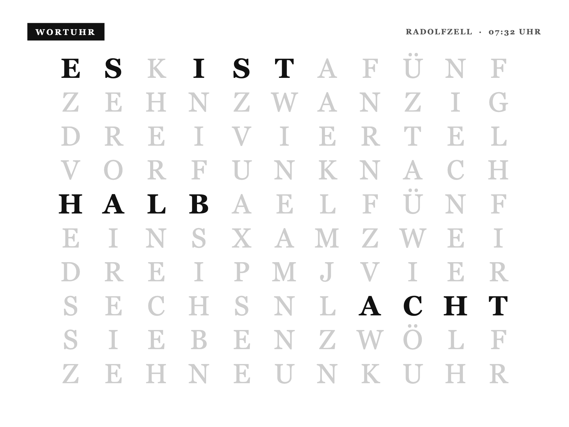 Wortuhr auf dem TRMNL X
